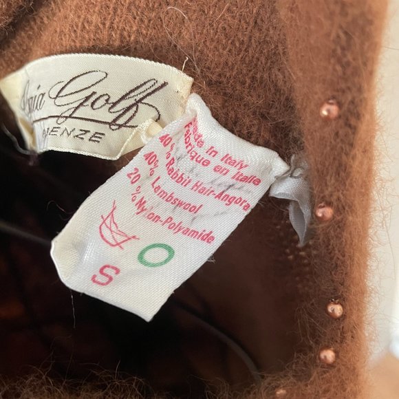 Vintage Angora Sweater with Rhinestone Detailing Made in Italy Gaia Golf Firenze - Picture 8 of 9